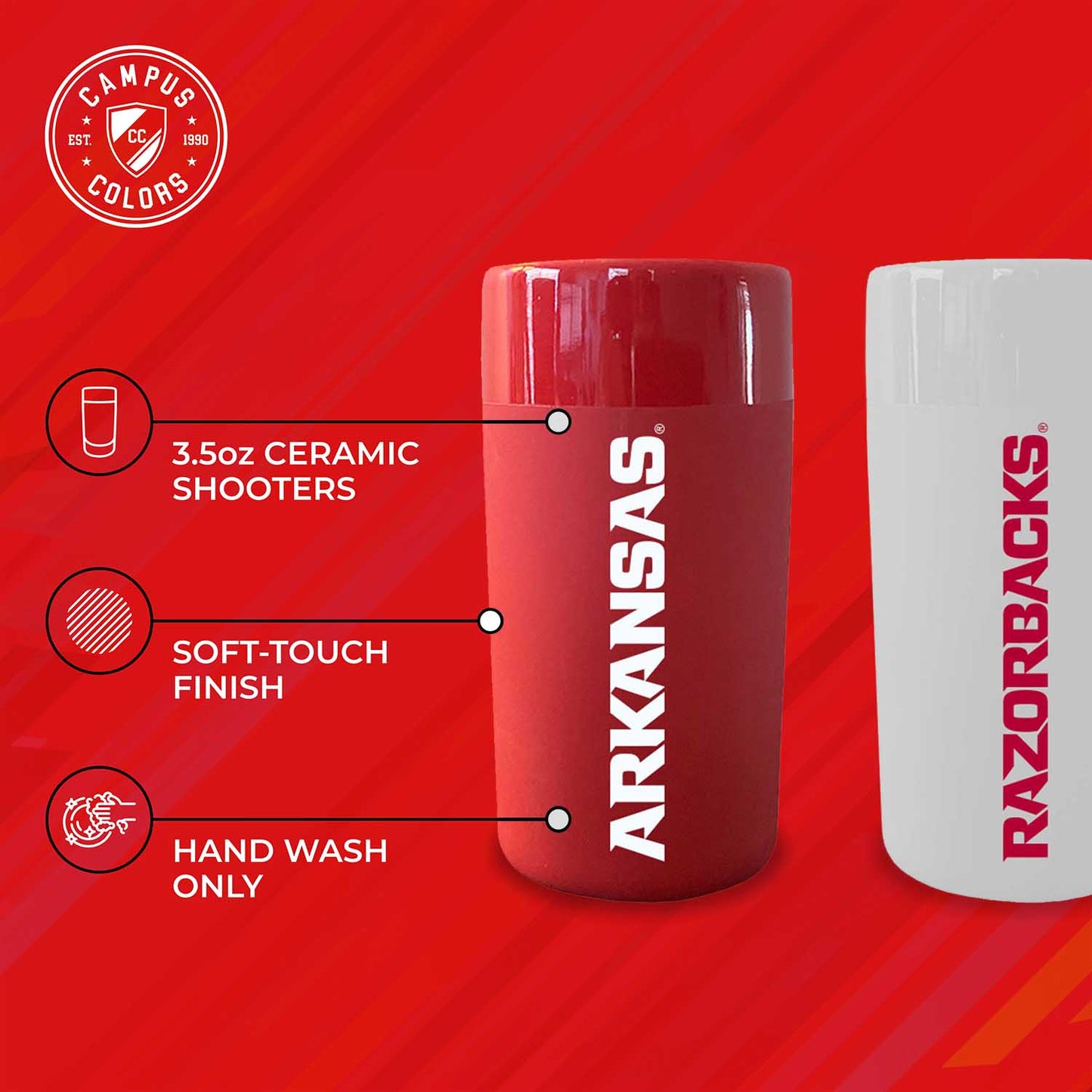 Arkansas Razorbacks College and University 2-Pack Shot Glasses - Team Color