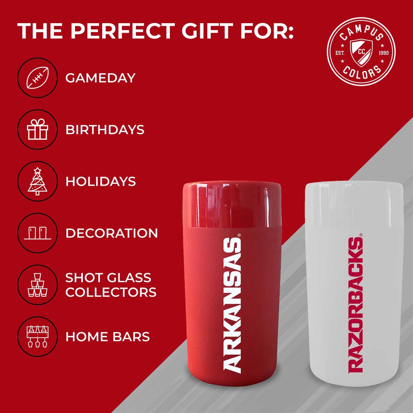 Arkansas Razorbacks College and University 2-Pack Shot Glasses - Team Color