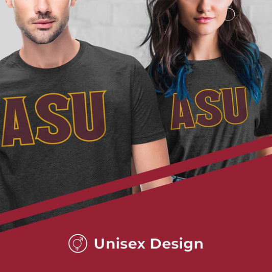 Arizona State Sun Devils Campus Colors NCAA Adult Cotton Blend Charcoal Tagless T-Shirt - Charcoal