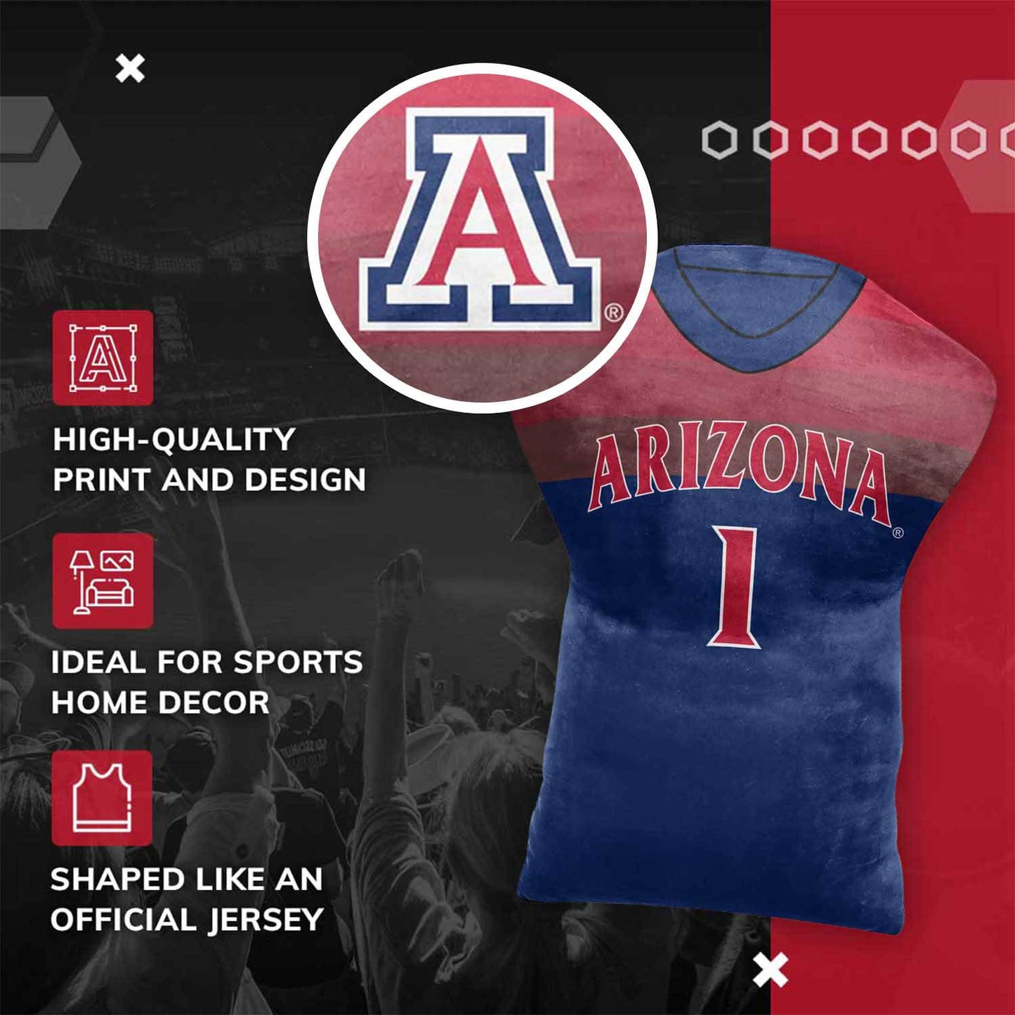 Arizona Wildcats NCAA Jersey Cloud Pillow - Navy