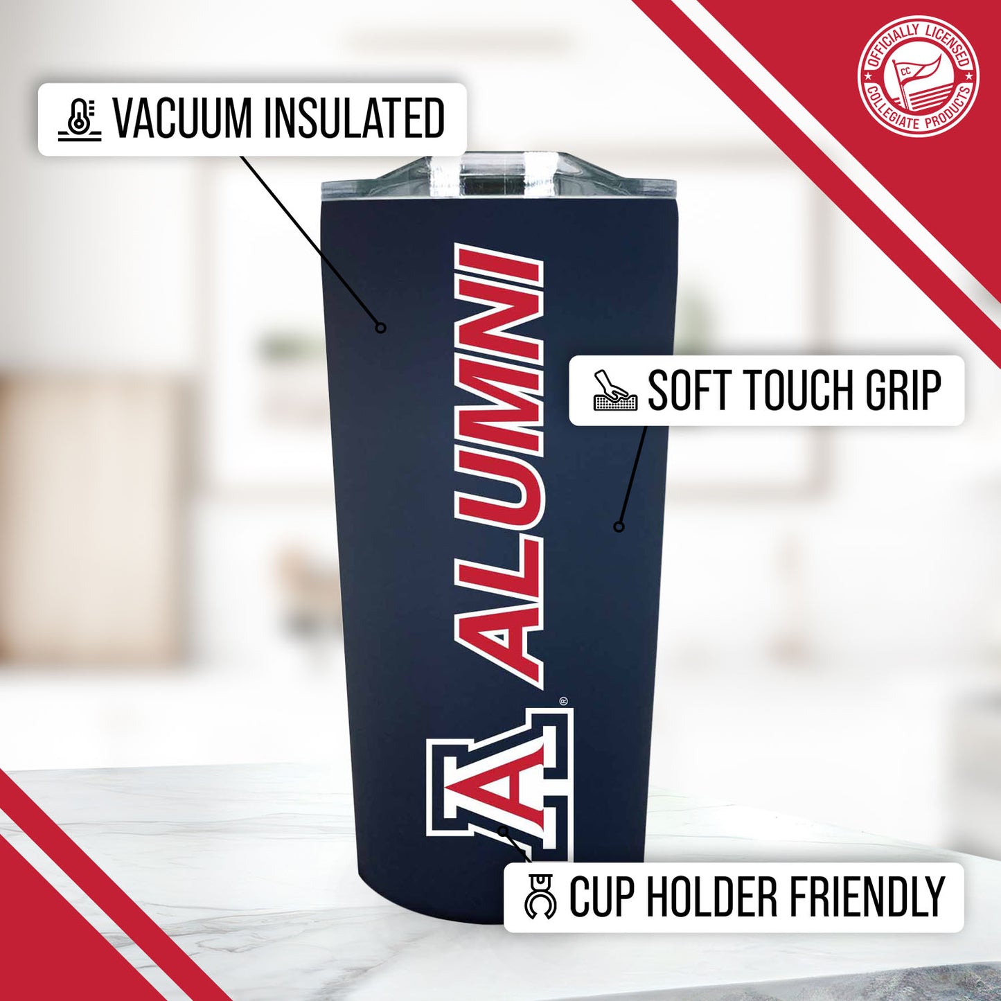 Arizona Wildcats Collegiate Stainless Steel Travel Tumbler for Alumni - Navy