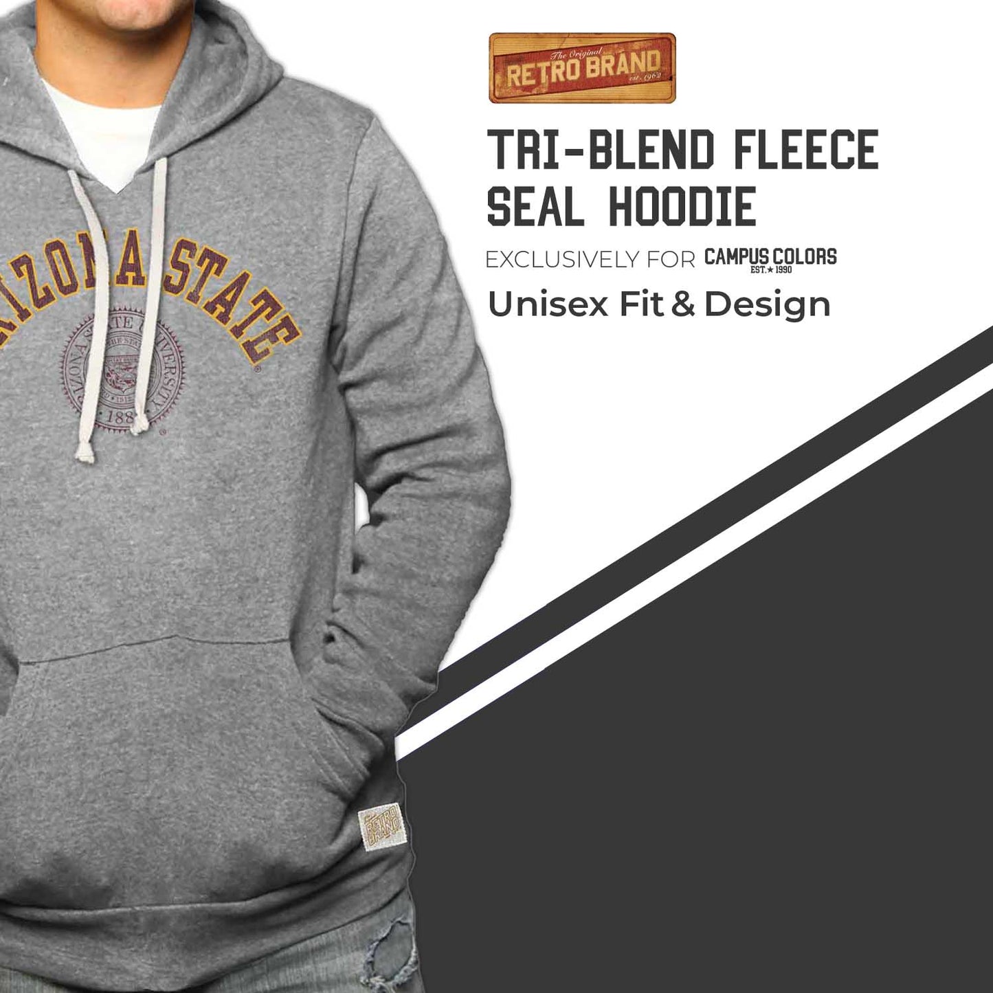 Arizona Wildcats College Gray University Seal Hooded Sweatshirt - Gray