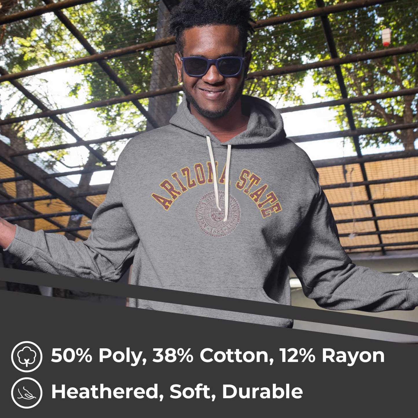 Arizona Wildcats College Gray University Seal Hooded Sweatshirt - Gray