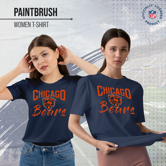 Chicago Bears NFL Women's Paintbrush Relaxed Fit Unisex T-Shirt - Navy