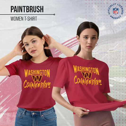 Washington Commanders NFL Women's Paintbrush Relaxed Fit Unisex T-Shirt - Maroon
