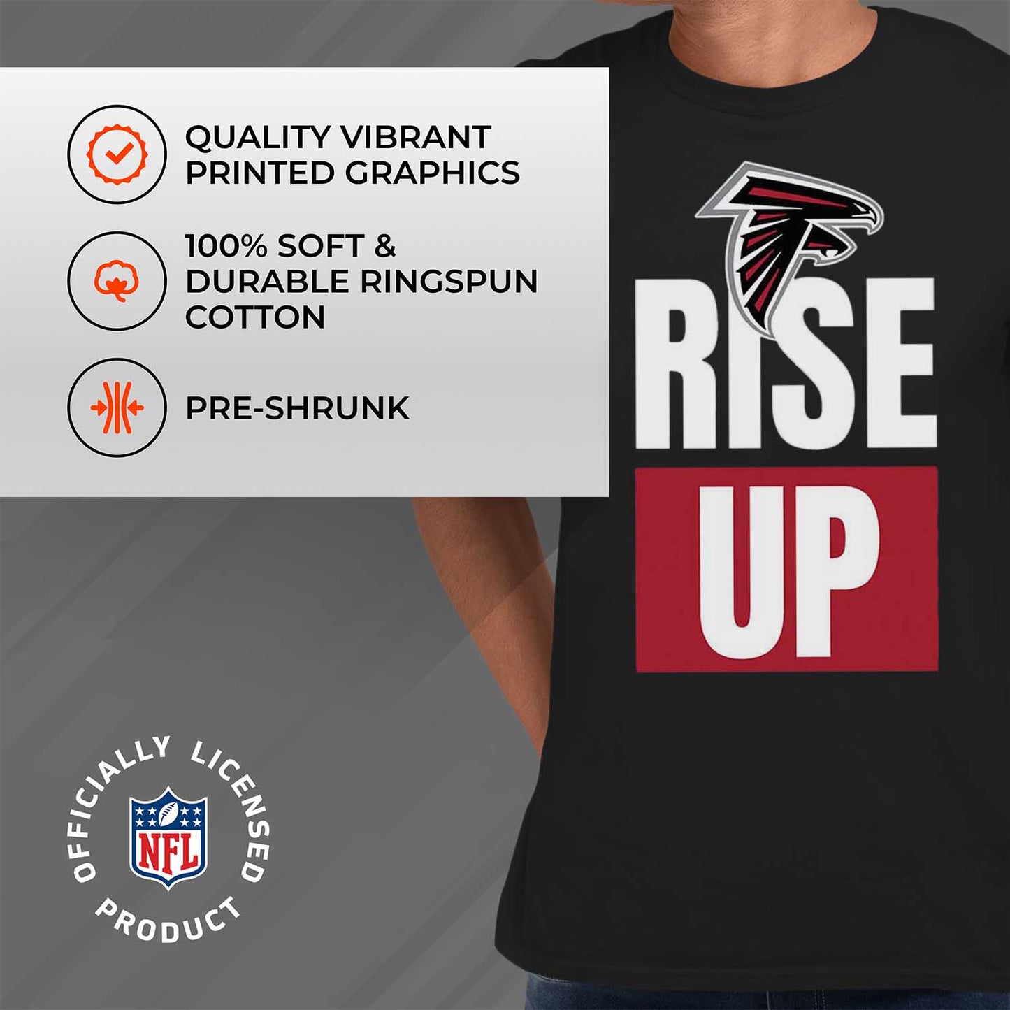 Atlanta Falcons NFL Adult Team Slogan Unisex T-Shirt - Black