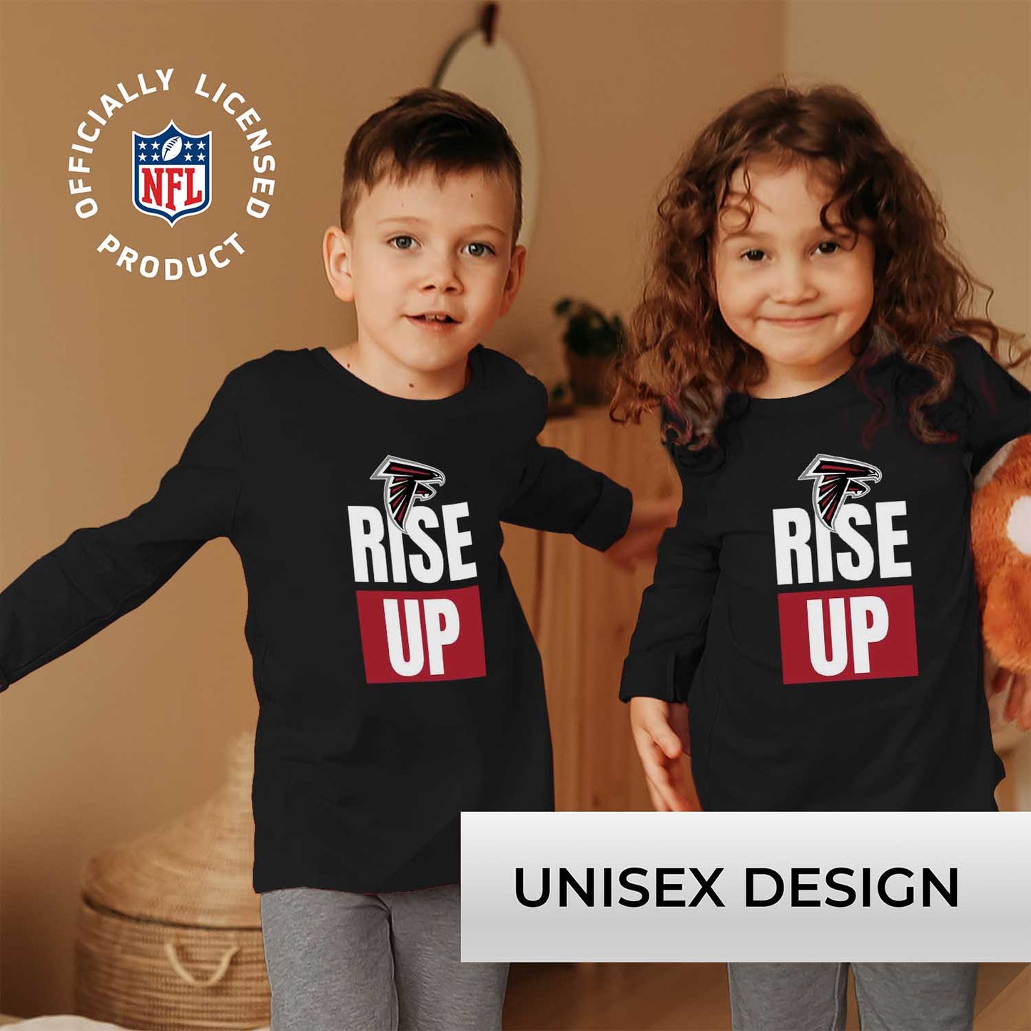 Atlanta Falcons NFL Youth Team Slogan crewneck Sweatshirt - Black