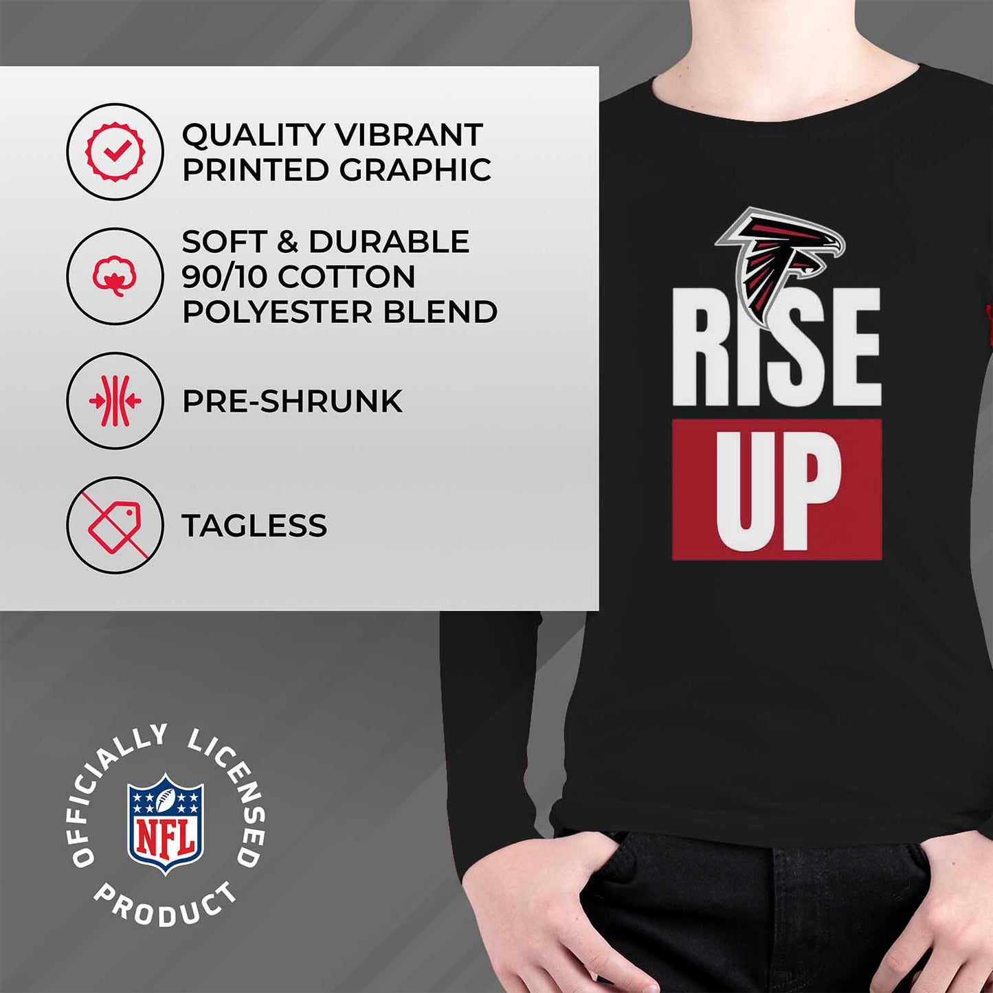 Atlanta Falcons NFL Youth Team Slogan crewneck Sweatshirt - Black
