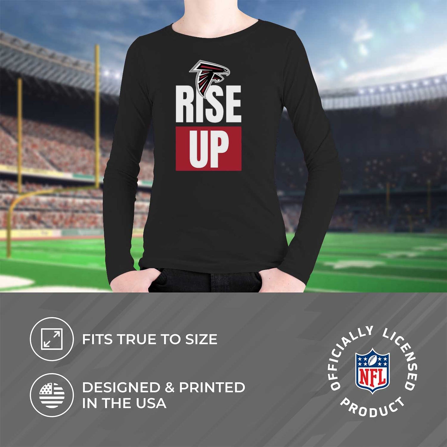 Atlanta Falcons NFL Youth Team Slogan crewneck Sweatshirt - Black