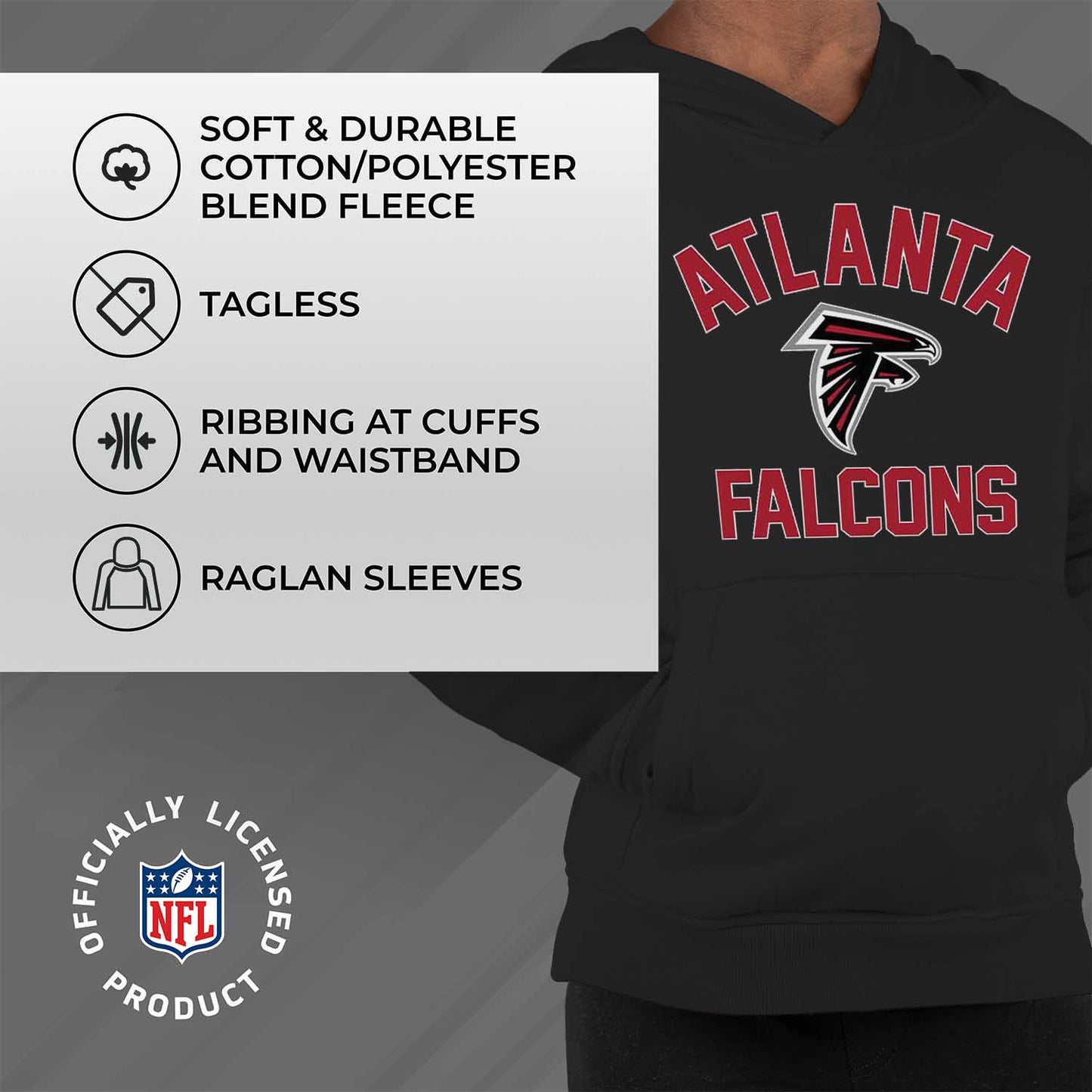Atlanta Falcons NFL Youth Gameday Hooded Sweatshirt - Black