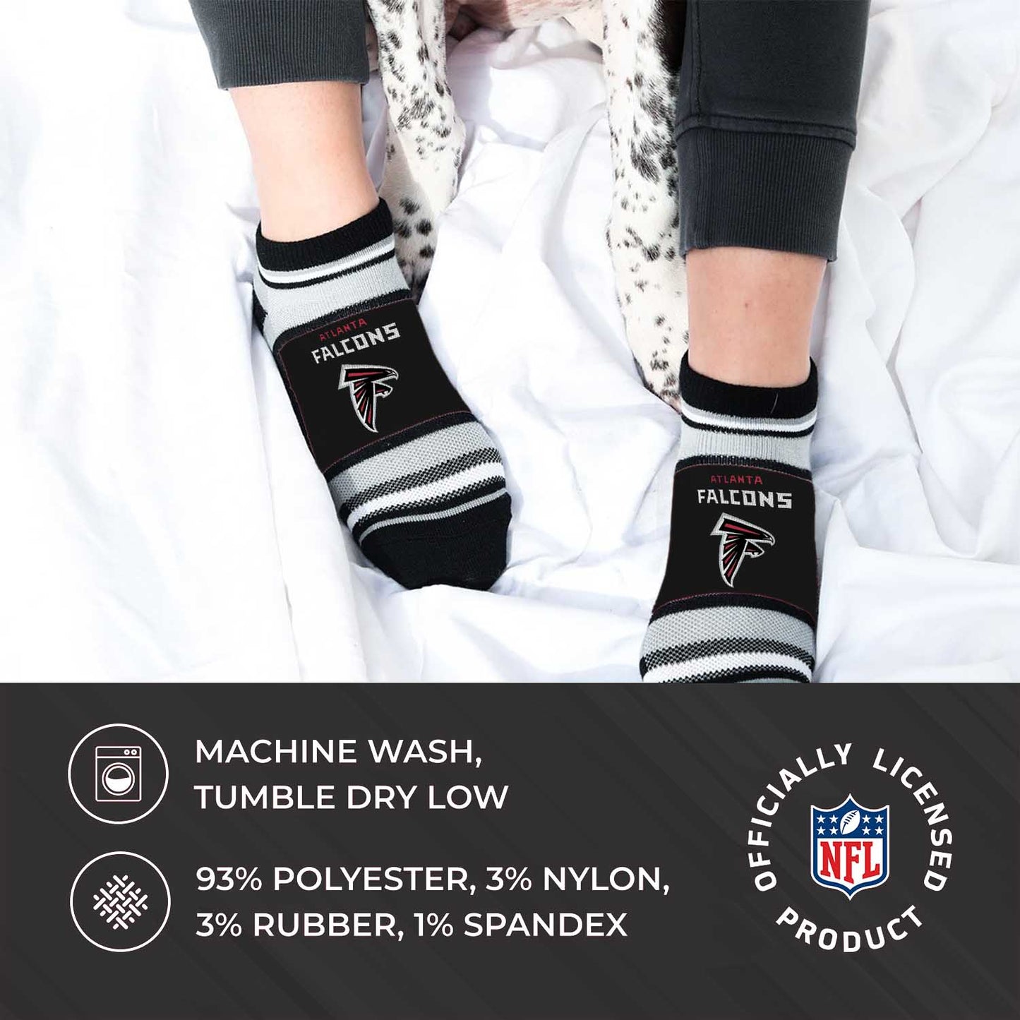 Atlanta Falcons NFL Adult Marquis Addition No Show Socks - Black