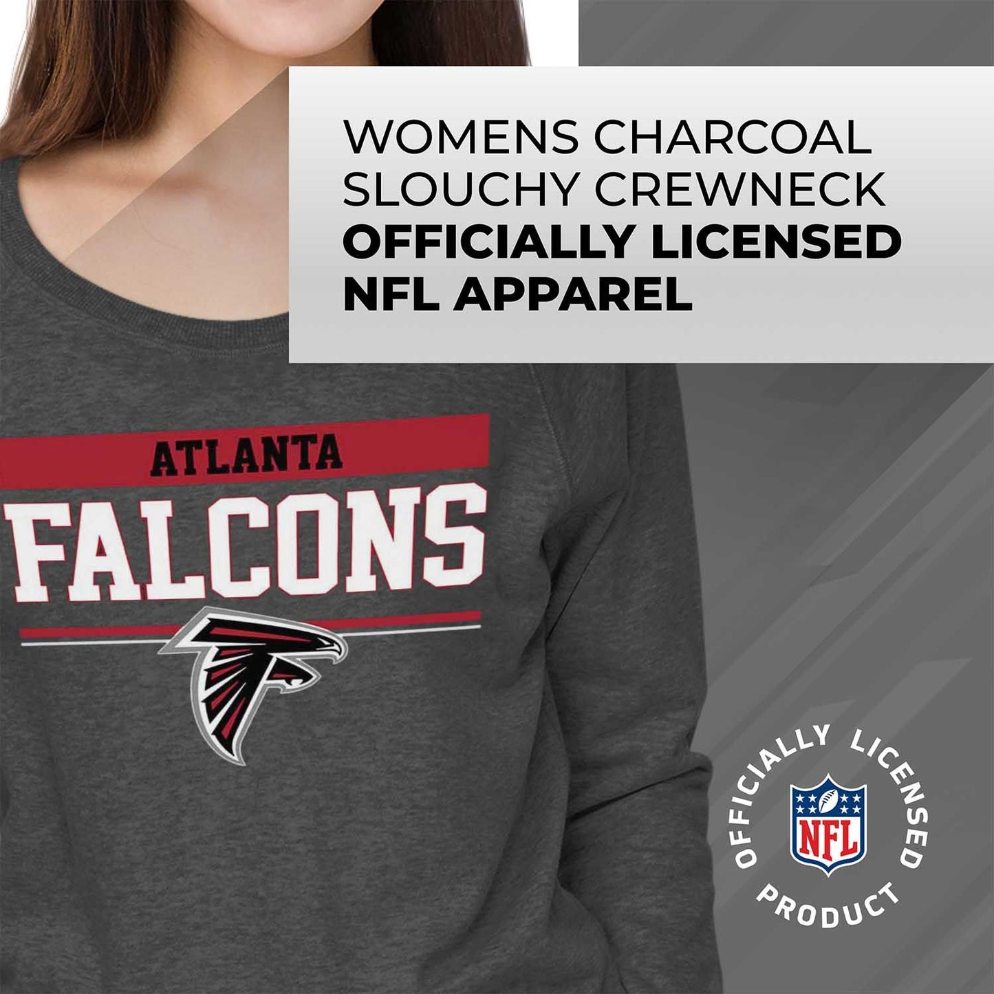 Atlanta Falcons NFL Womens Charcoal Crew Neck Football Apparel - Charcoal