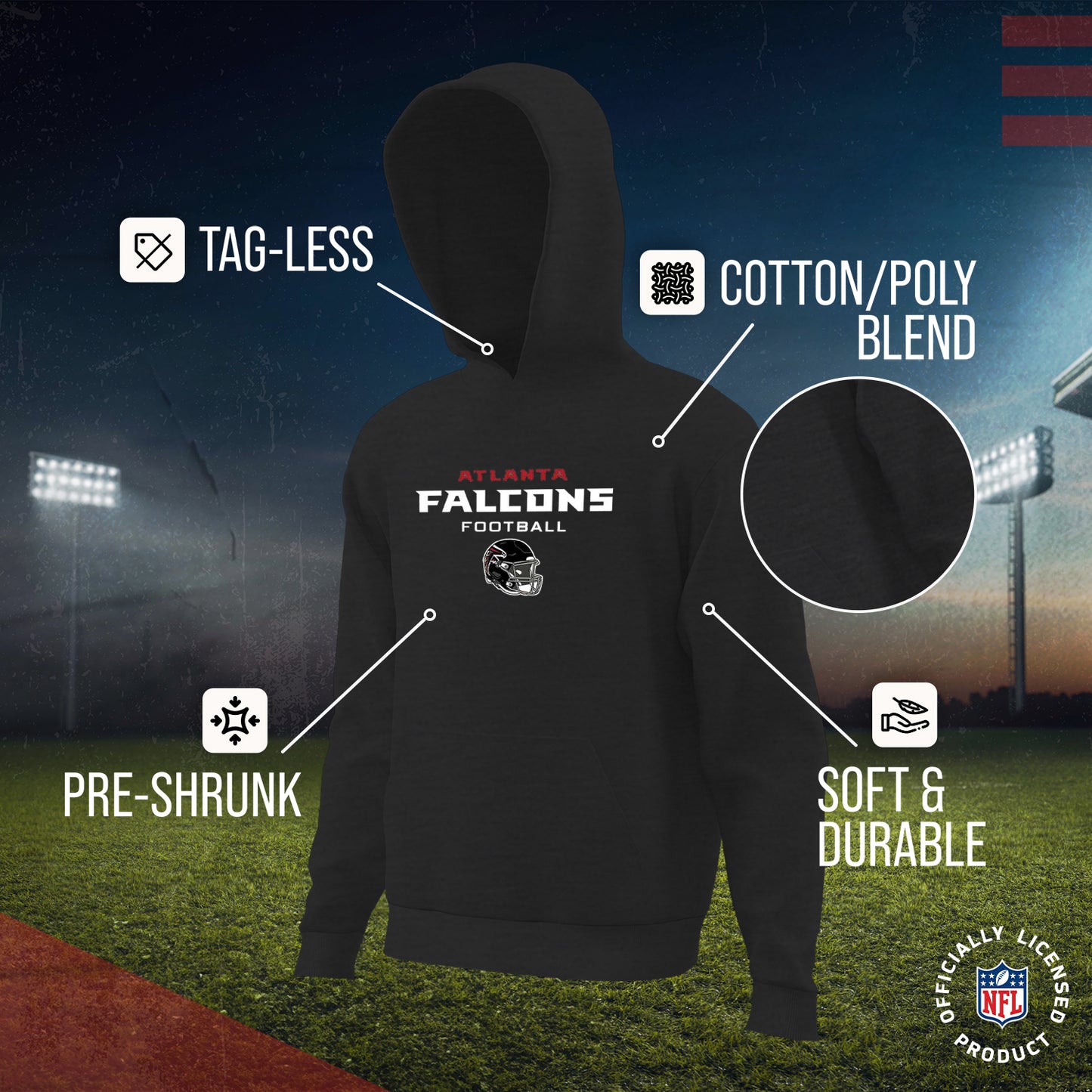 Atlanta Falcons NFL Youth Football Helmet Hood - Charcoal