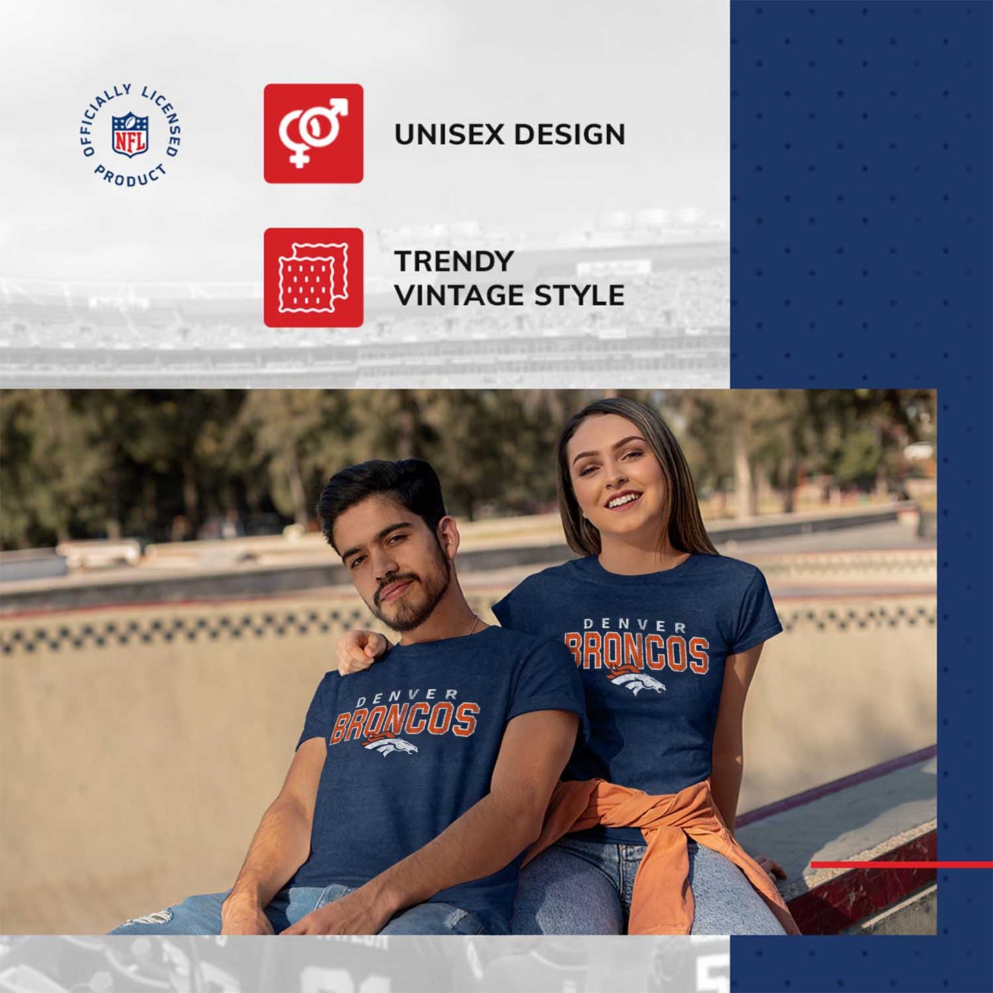 Denver Broncos NFL Starting Fresh Short Sleeve Heather T-Shirt - Navy