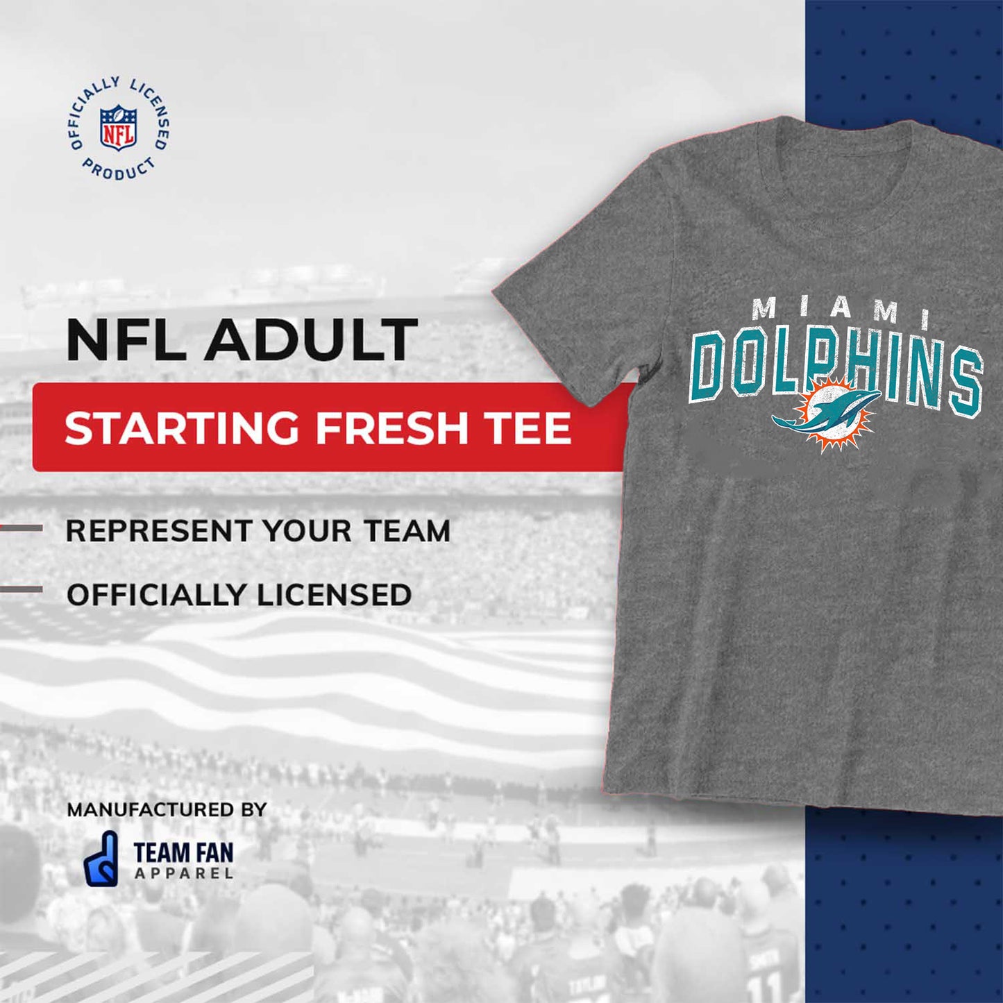 Miami Dolphins NFL Starting Fresh Short Sleeve Heather T-Shirt - Sport Gray