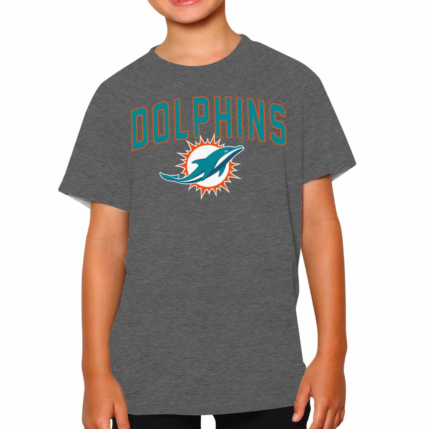 Miami Dolphins NFL Youth Home Team Tee- Youth Pro Football T-Shirt For Boys & Girls Kids clothes - Sport Gray