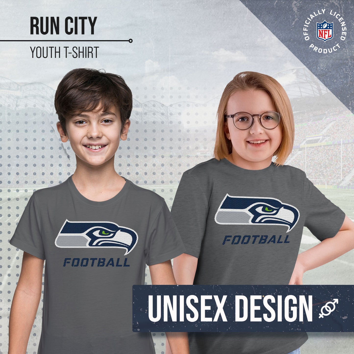 Seattle Seahawks NFL Youth Run City Tee - Sport Gray