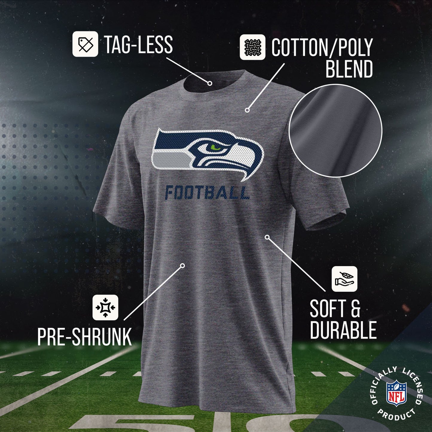 Seattle Seahawks NFL Youth Run City Tee - Sport Gray