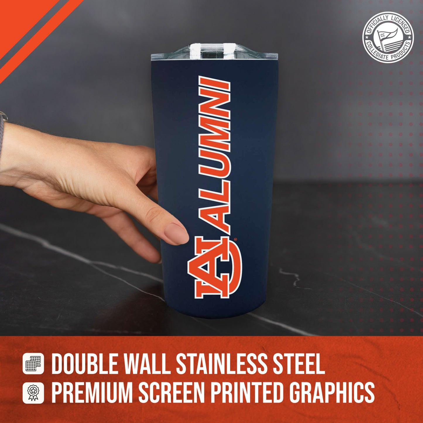 Auburn Tigers Collegiate Stainless Steel Travel Tumbler for Alumni - Navy