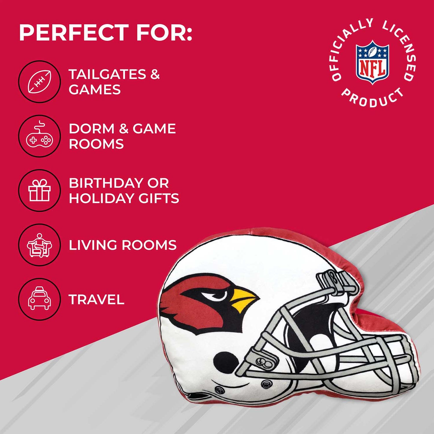 Arizona Cardinals NFL Helmet Football Super Soft Plush Pillow - Red