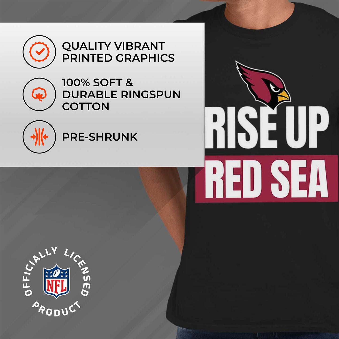 Arizona Cardinals NFL Adult Team Slogan Unisex T-Shirt - Black