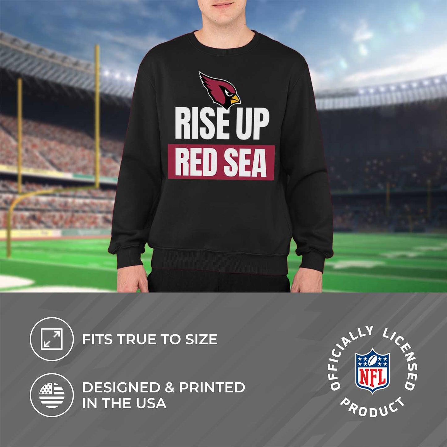 Arizona Cardinals NFL Adult Slogan Crewneck Sweatshirt - Black