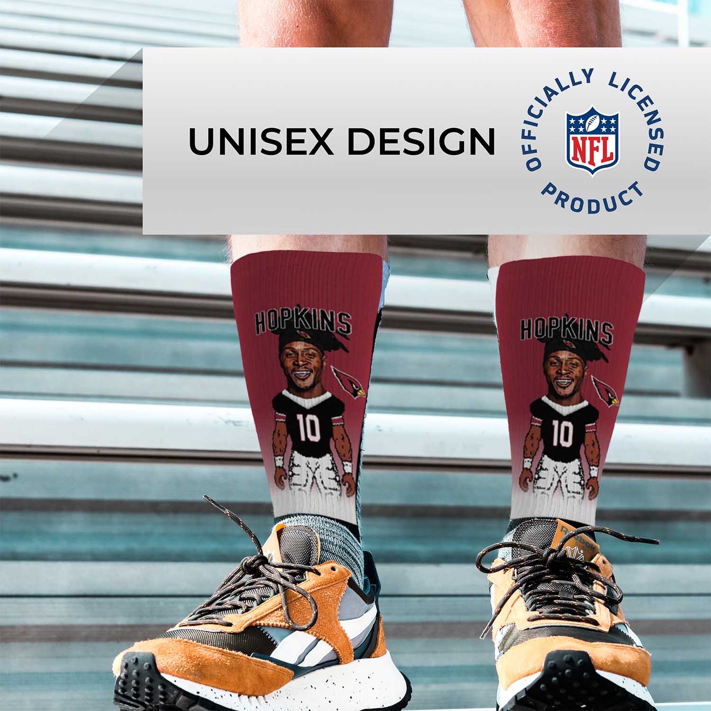Arizona Cardinals FBF NFL Adult V Curve MVP Player Crew Socks - Cardinal #10