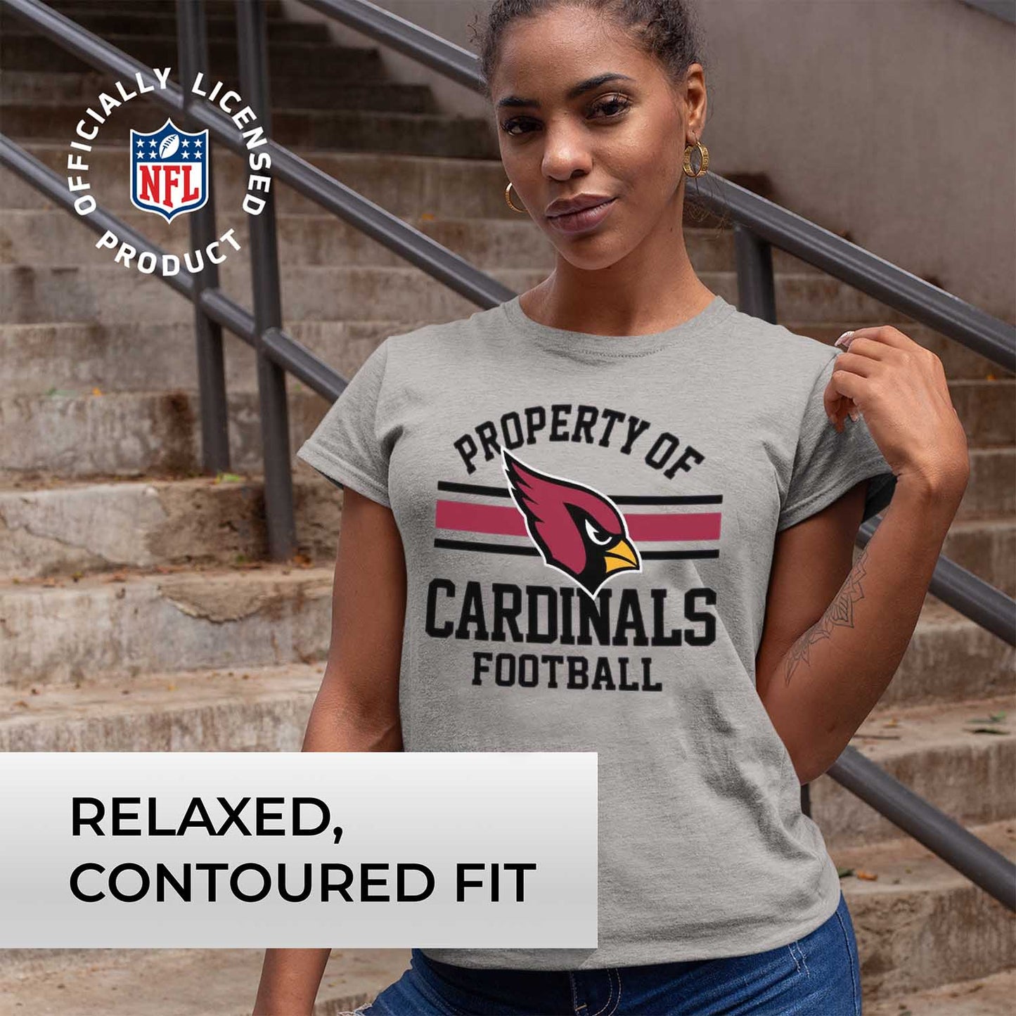 Arizona Cardinals NFL Womens Short Sleeve Property of Tshirt - Gray