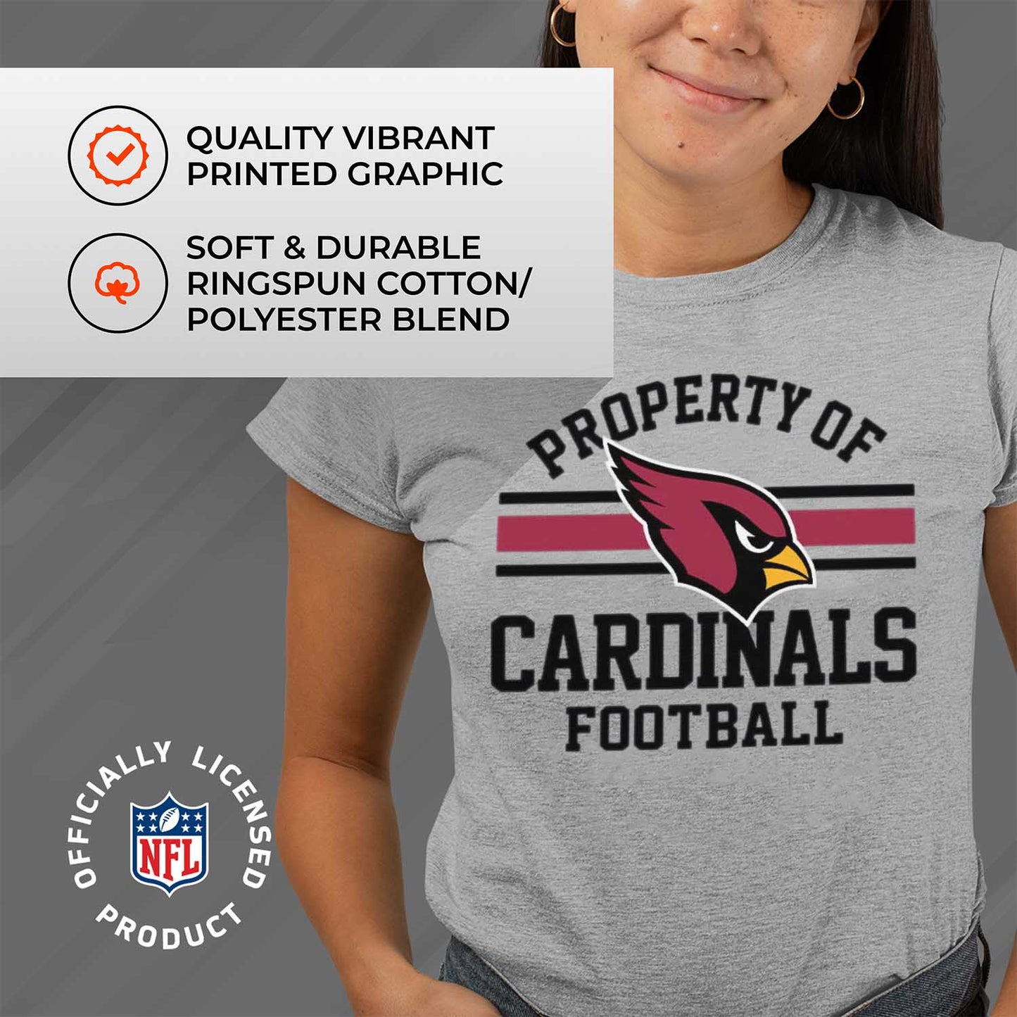 Arizona Cardinals NFL Womens Short Sleeve Property of Tshirt - Gray