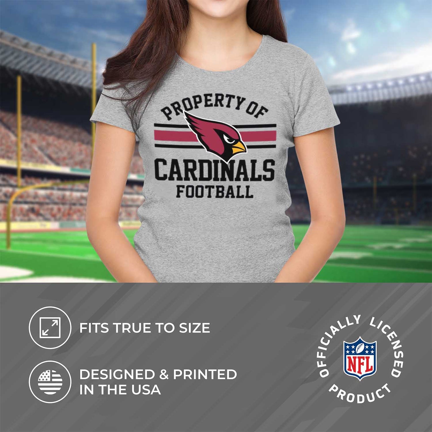 Arizona Cardinals NFL Womens Short Sleeve Property of Tshirt - Gray
