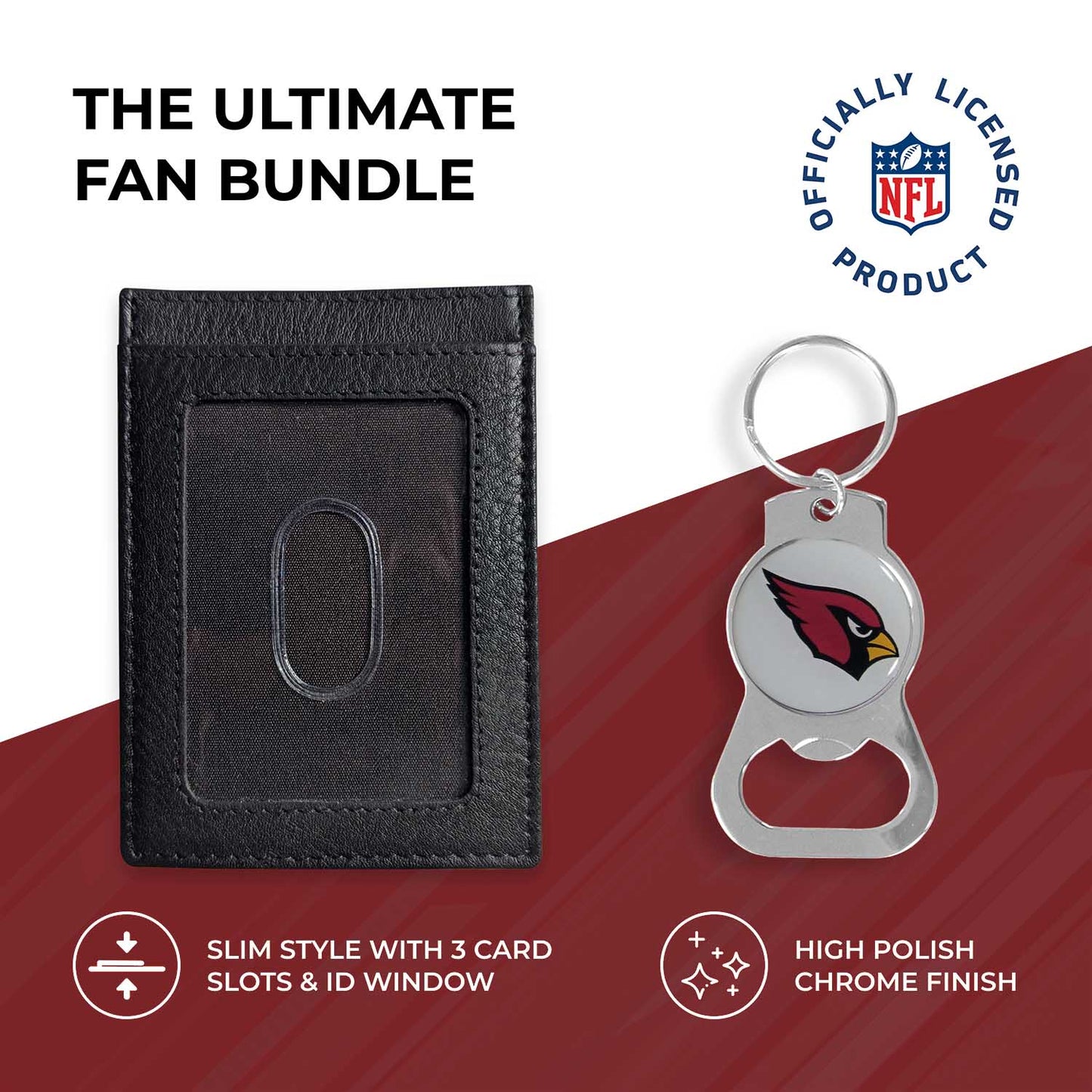 Arizona Cardinals NFL Bottle Opener Keychain Bundle - Black