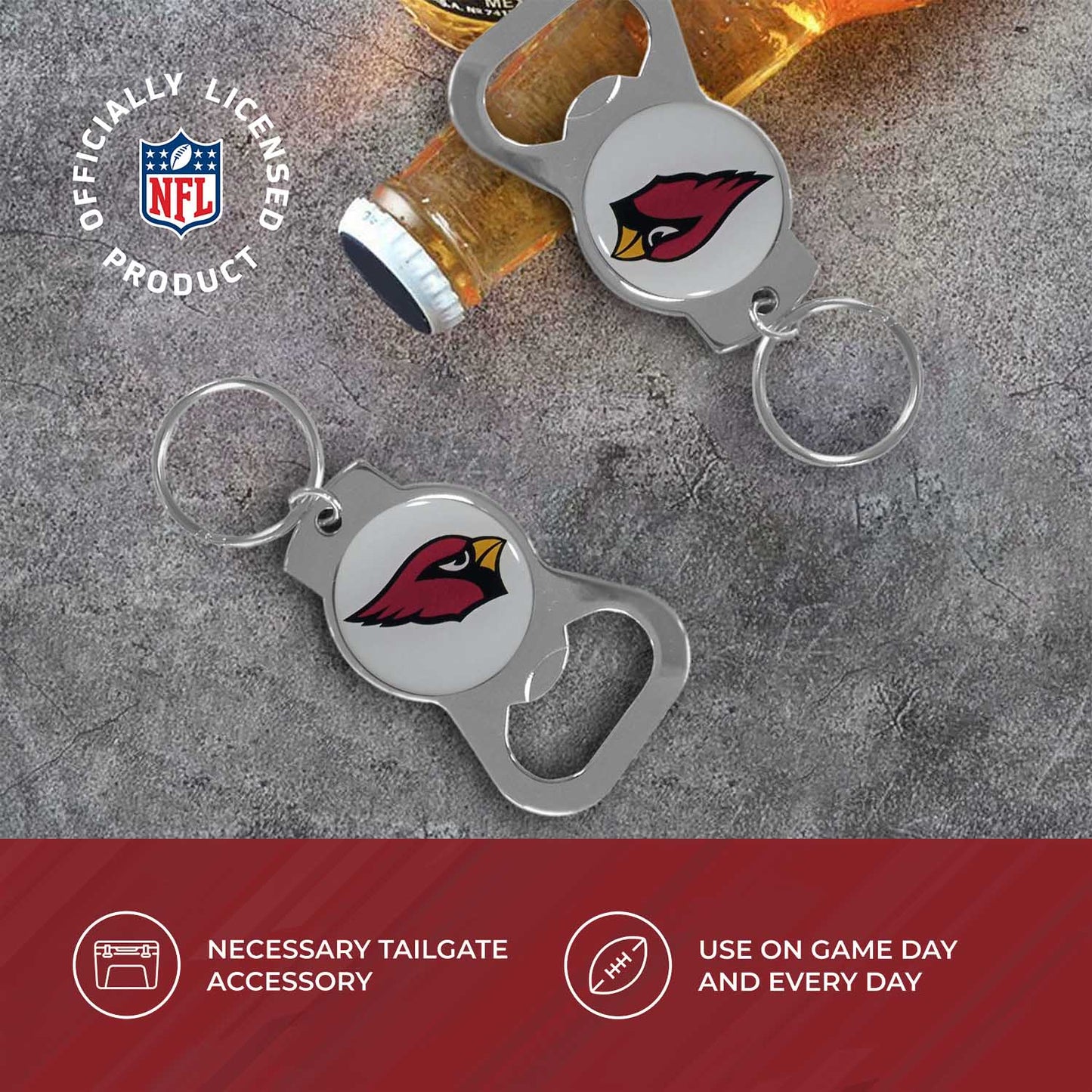 Arizona Cardinals NFL Bottle Opener Keychain Bundle - Black