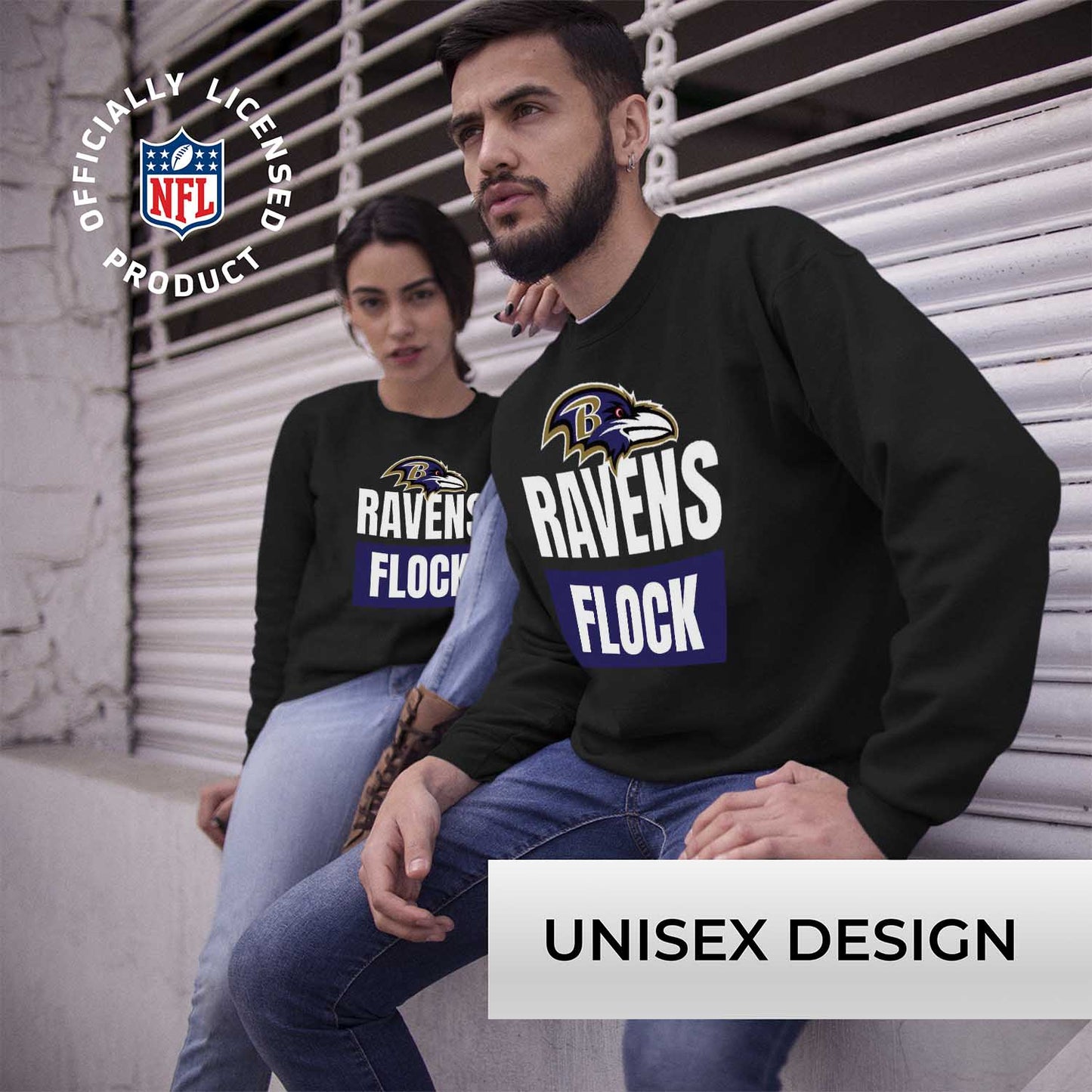Baltimore Ravens NFL Adult Slogan Crewneck Sweatshirt - Black