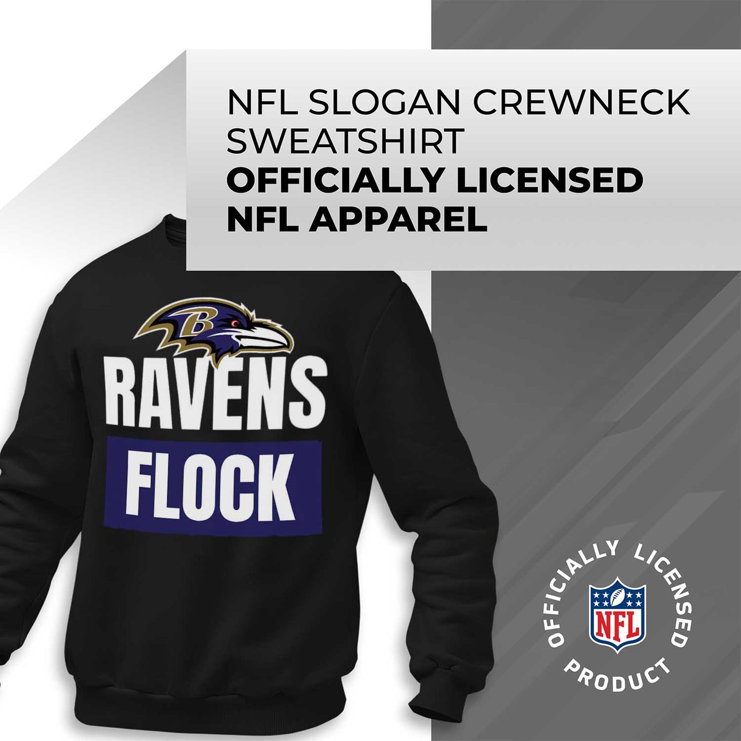 Baltimore Ravens NFL Adult Slogan Crewneck Sweatshirt - Black