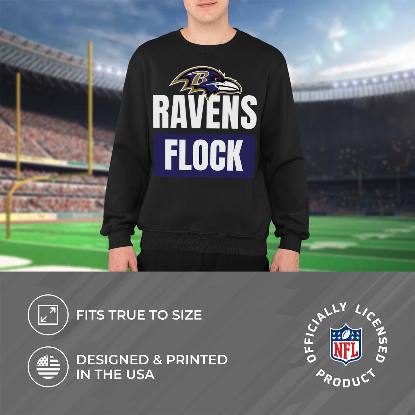 Baltimore Ravens NFL Adult Slogan Crewneck Sweatshirt - Black
