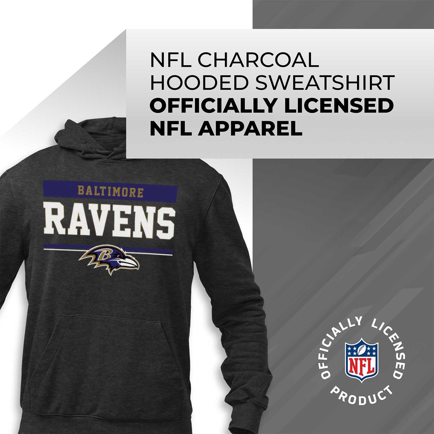Baltimore Ravens NFL Adult Gameday Charcoal Hooded Sweatshirt - Charcoal