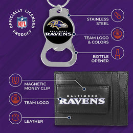 Baltimore Ravens NFL Bottle Opener Keychain Bundle - Black