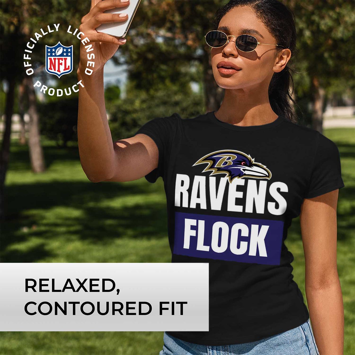 Baltimore Ravens NFL Womens Team Slogan Short Sleeve Tshirt - Black