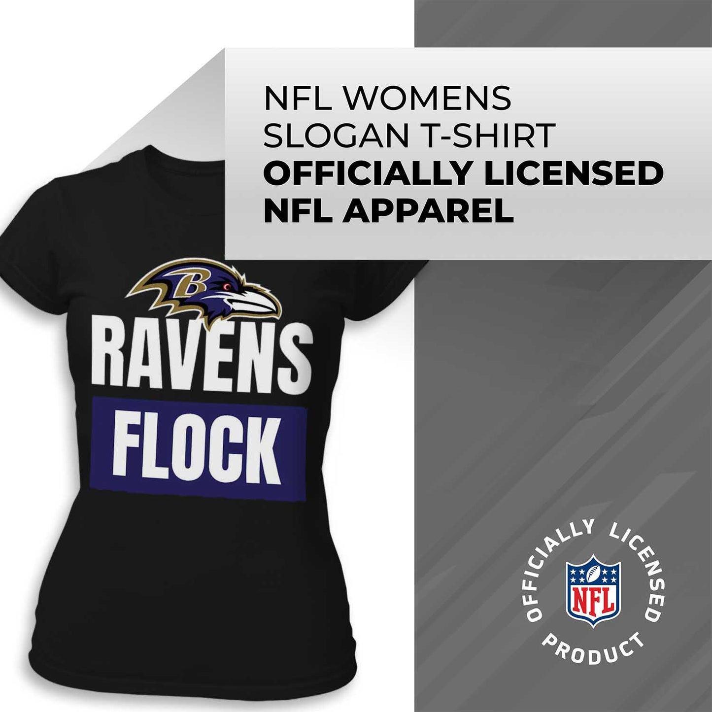 Baltimore Ravens NFL Womens Team Slogan Short Sleeve Tshirt - Black