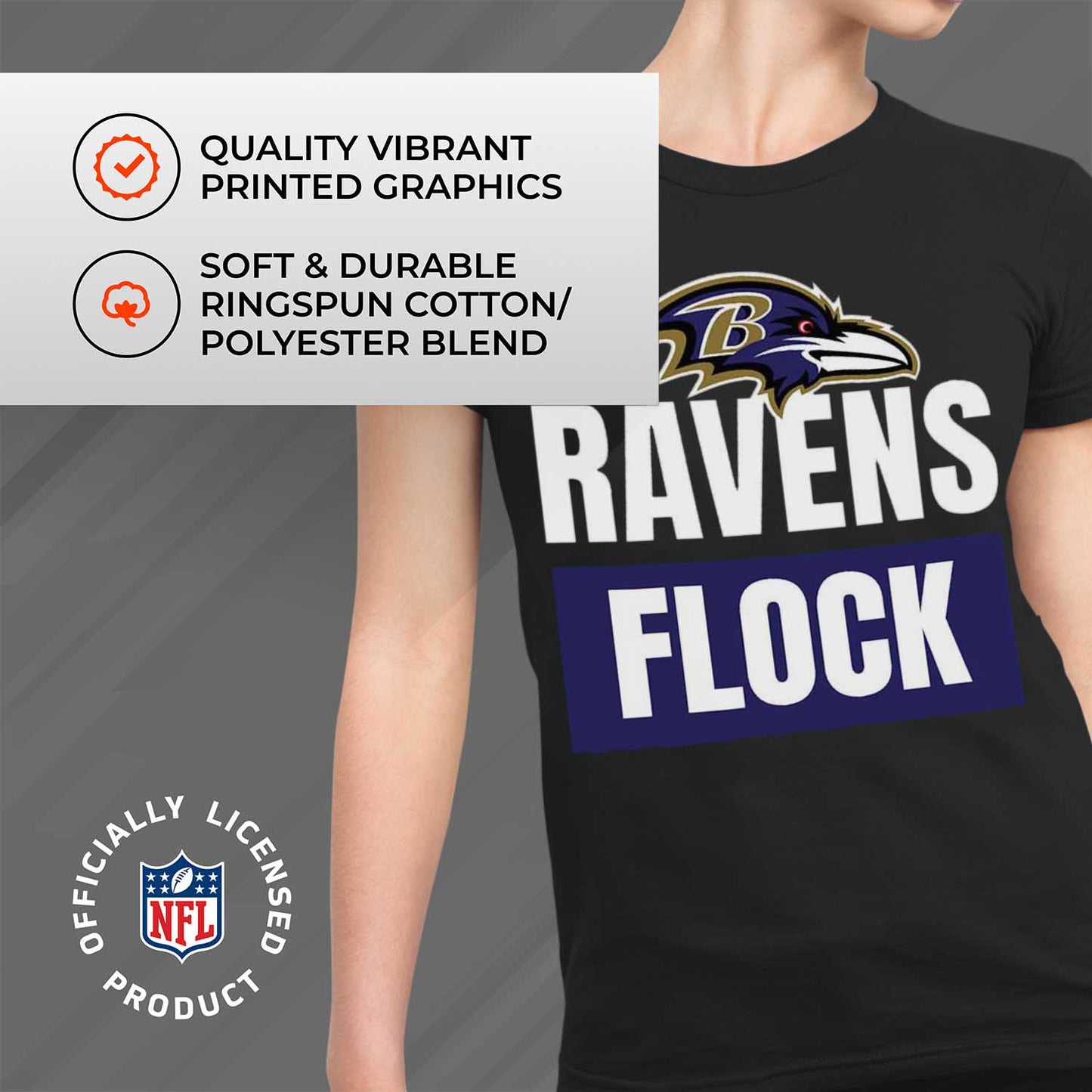 Baltimore Ravens NFL Womens Team Slogan Short Sleeve Tshirt - Black