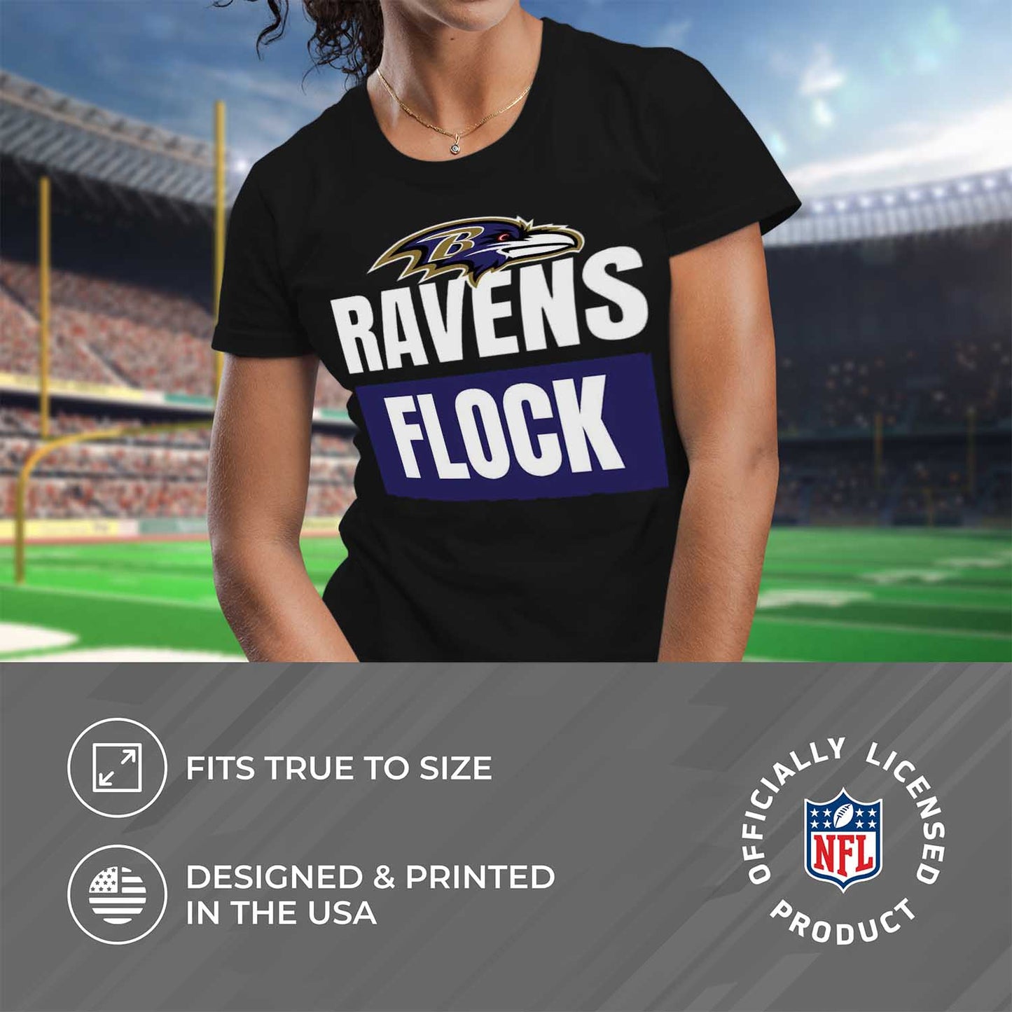 Baltimore Ravens NFL Womens Team Slogan Short Sleeve Tshirt - Black