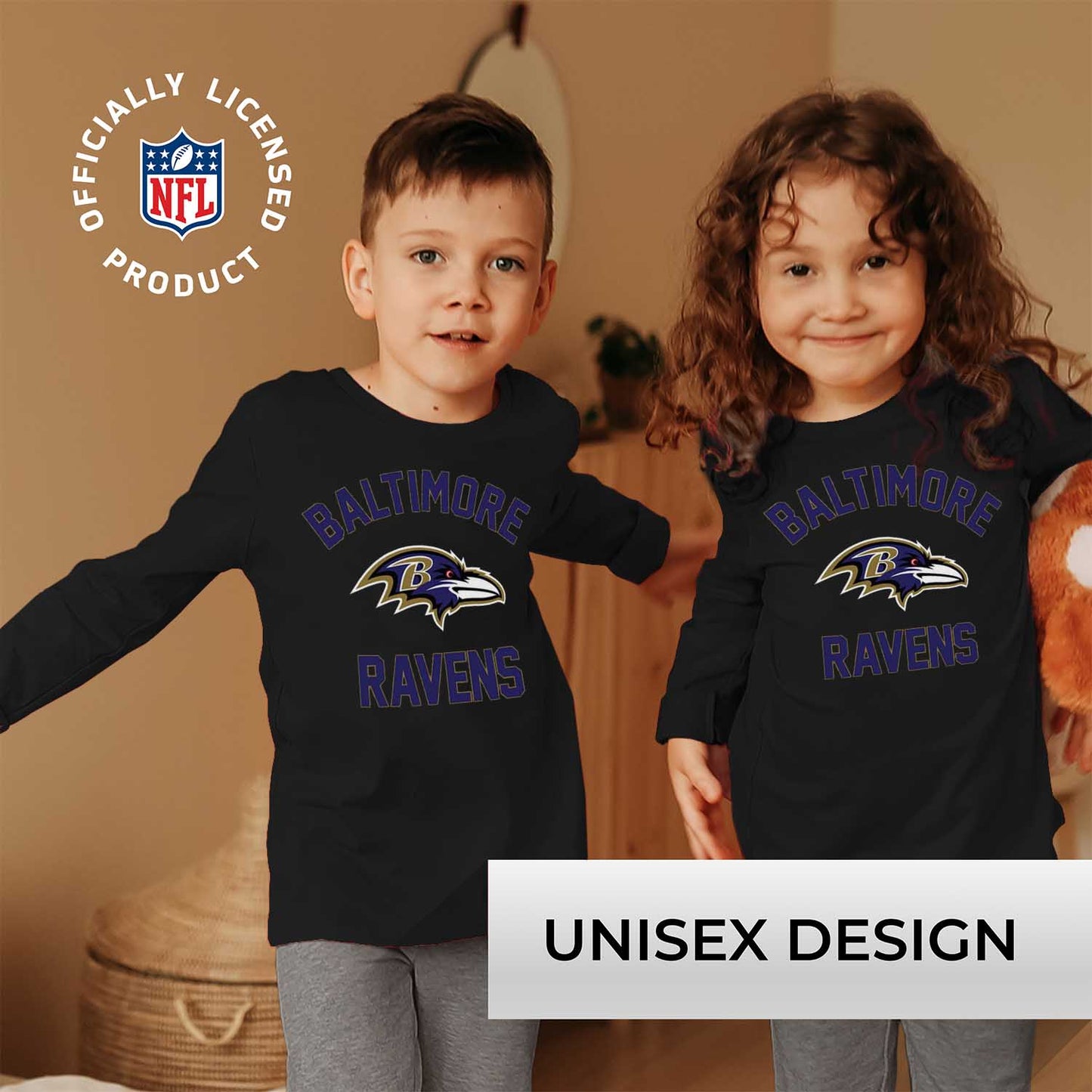 Baltimore Ravens NFL Gameday Youth Football Long Sleeve Shirt - Black