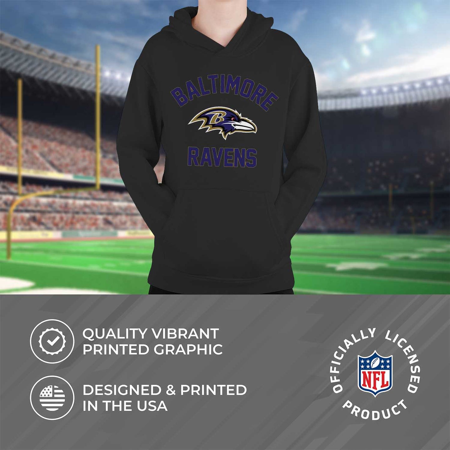 Baltimore Ravens NFL Youth Gameday Hooded Sweatshirt - Black