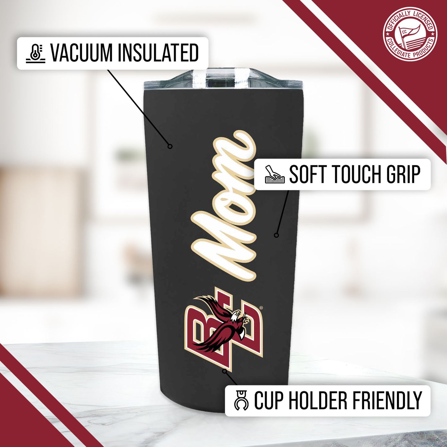 Boston College Eagles NCAA Stainless Steel Travel Tumbler for Mom - Black