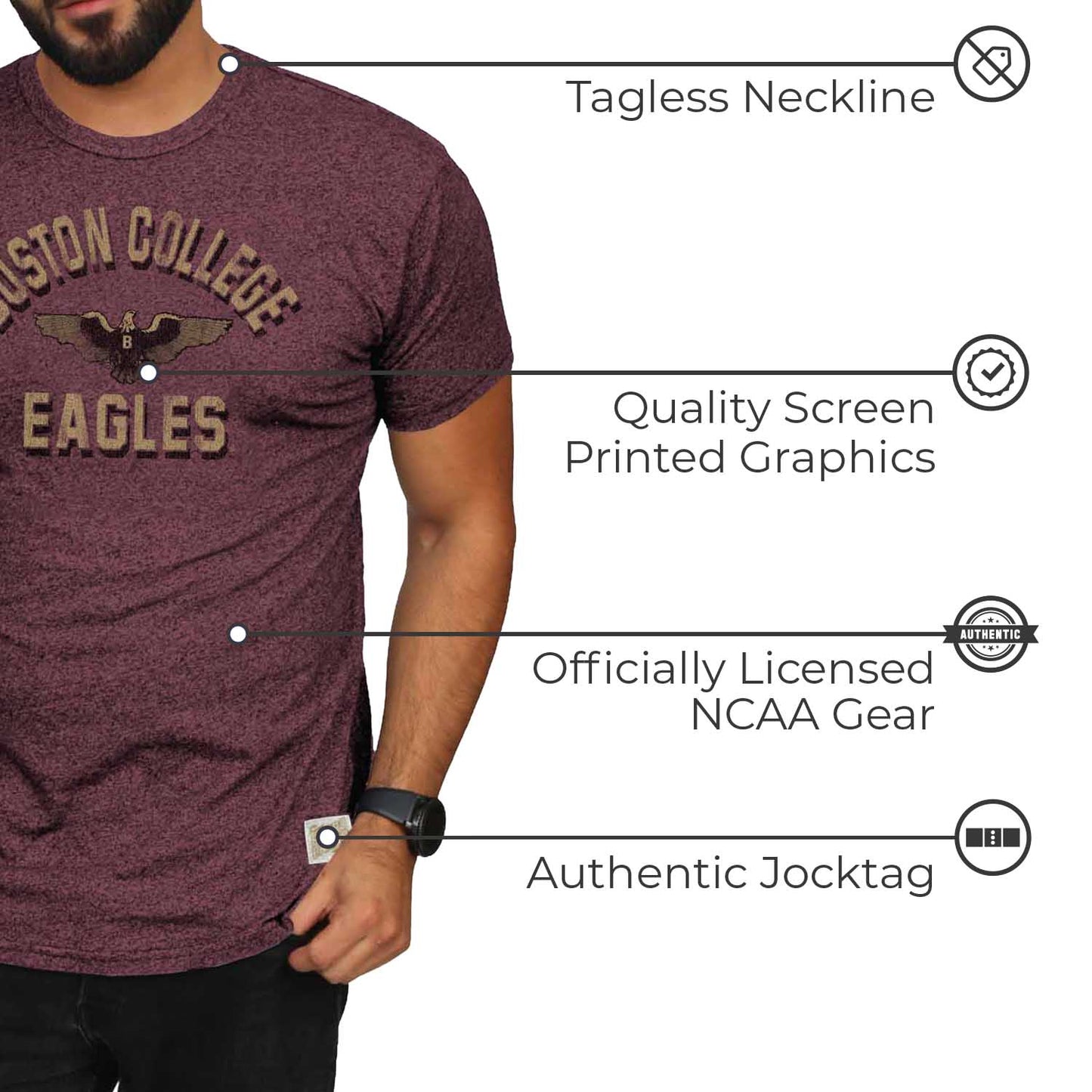 Boston College Eagles Adult College Team Color T-Shirt - Maroon