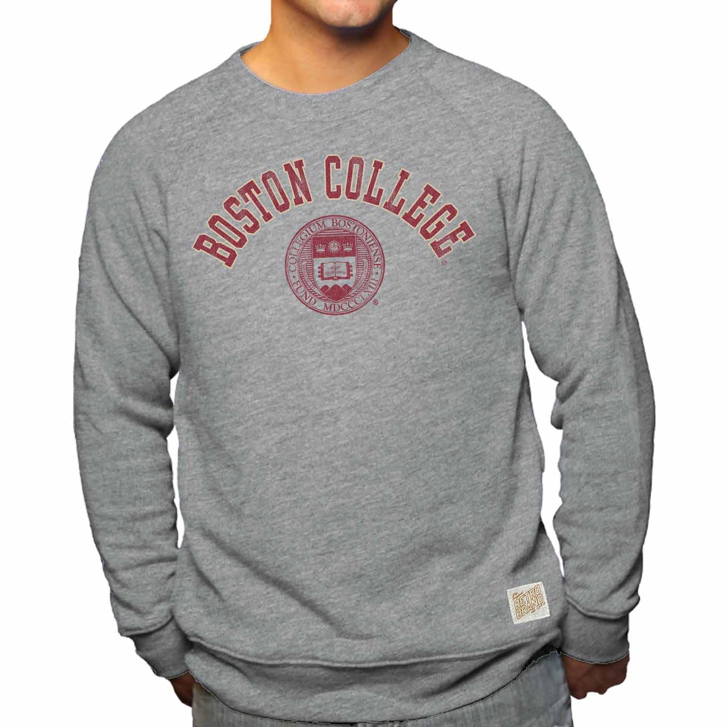Boston College Eagles College Gray University Seal Crewneck Sweatshirt - Gray