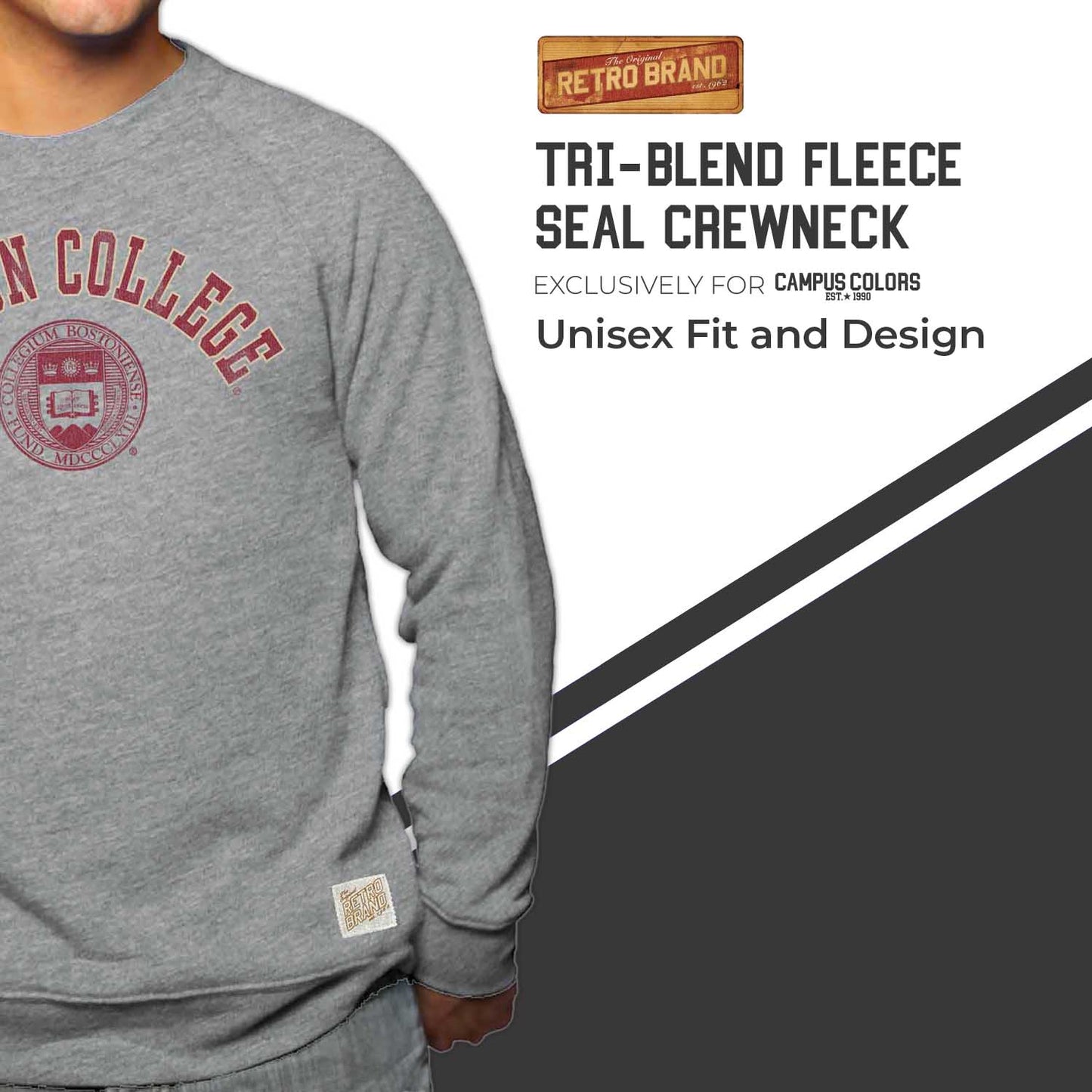 Boston College Eagles College Gray University Seal Crewneck Sweatshirt - Gray