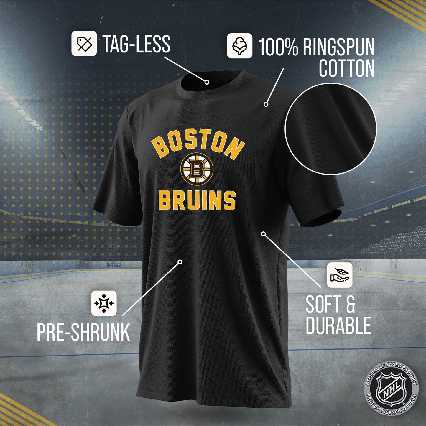 Boston Bruins NHL Adult Game Day Unisex T-Shirt - Black