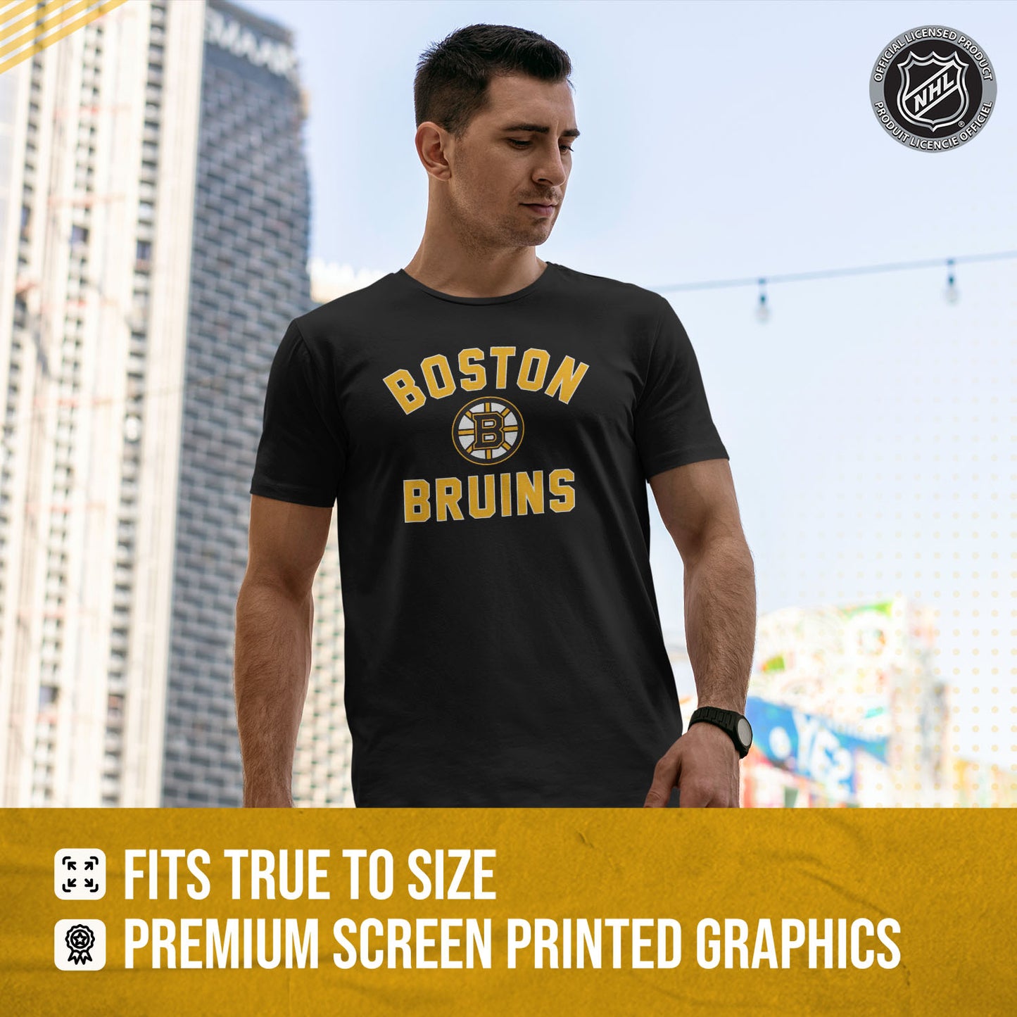 Boston Bruins NHL Adult Game Day Unisex T-Shirt - Black