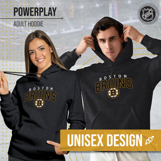 Boston  Bruins NHL Adult Unisex Powerplay Hooded Sweatshirt - Black Heather